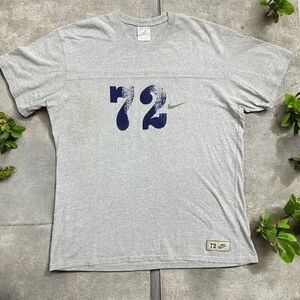Nike Vintage Big & Tall Y2K Football 72' Grey Navy Cotton T-Shirt Mens Size XXL